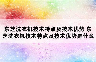 东芝洗衣机技术特点及技术优势 东芝洗衣机技术特点及技术优势是什么